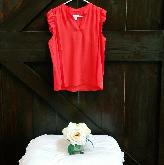 Beautiful Peachy Red Ruffle Tank - Picture 1 of 5